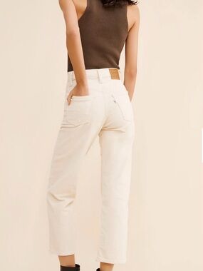 Levi’s Ribcage Straight Ankle Corduroy Ecru High Rise Jeans 27 Cream NWOT